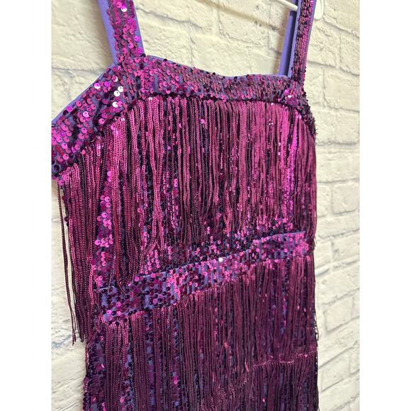 Shein Purple Sequin Fringed Knee Length Formal Party Dress Tank Knee Length XL - Picture 2 of 4